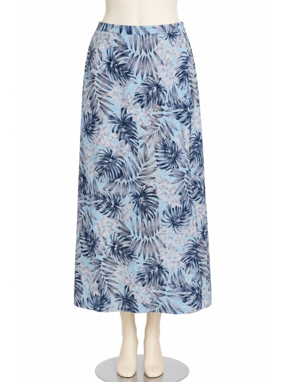 Jones New York Sport Linen Floral Skirt Blue Tropical Botanical Size 16 Coastal